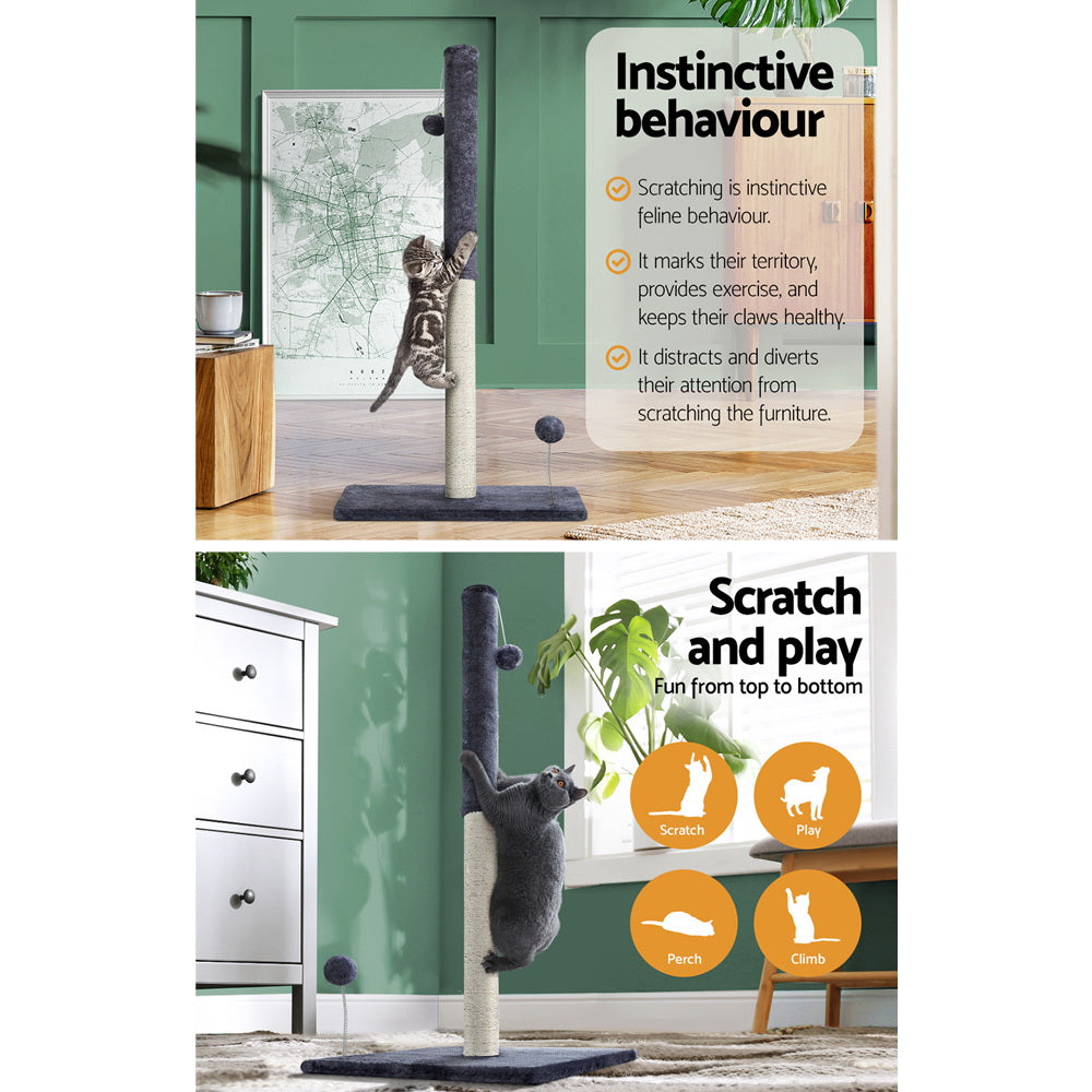 i.Pet Cat Tree 105cm Scratching Post Scratcher Tower Condo House Hanging toys Grey - Pet And Farm 