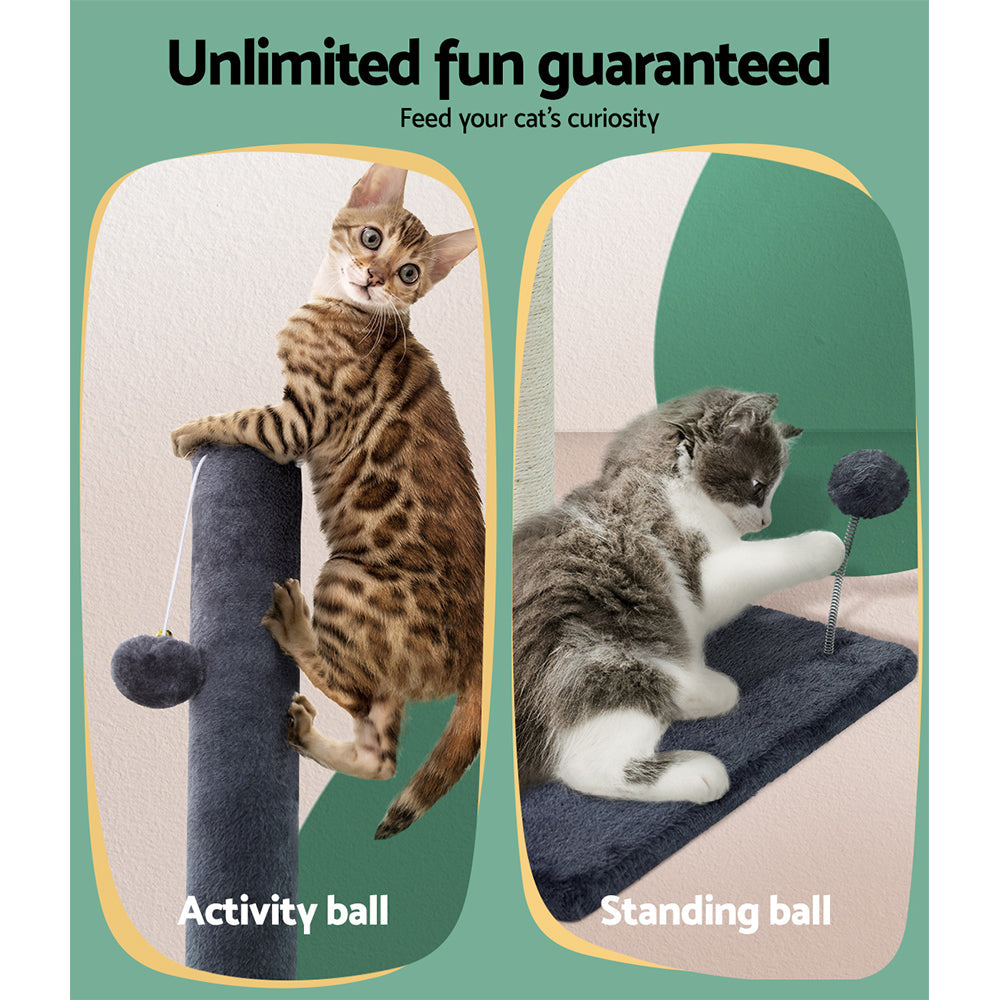 i.Pet Cat Tree 105cm Scratching Post Scratcher Tower Condo House Hanging toys Grey - Pet And Farm 