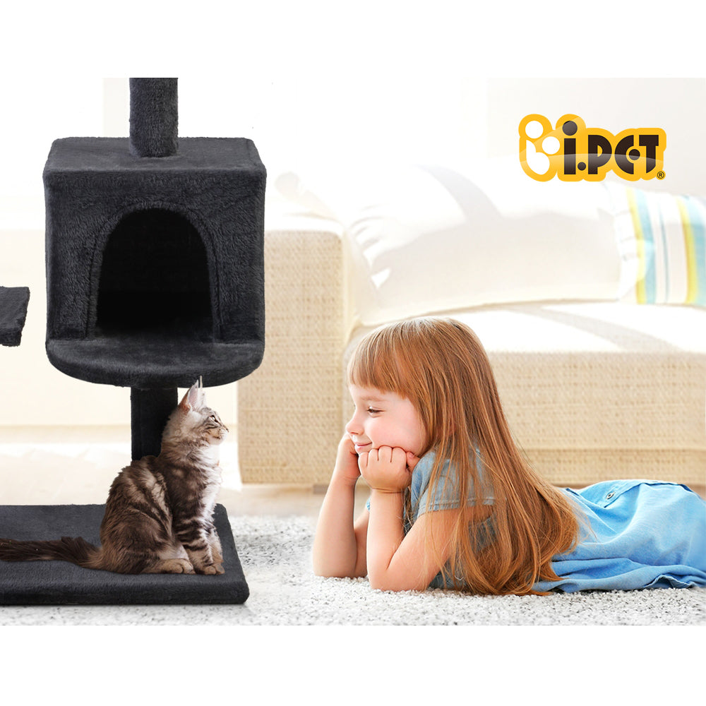 i.Pet Cat Tree 140cm Tower Scratching Post Scratcher Trees Toys Condo Bed Grey - Pet And Farm 