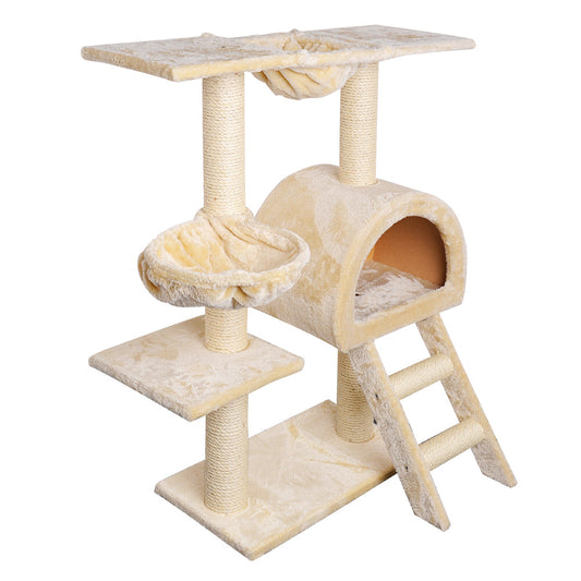 i.Pet Cat Tree Trees Scratching Post Scratcher Condo Tower House Bed Beige 100cm - Pet And Farm
