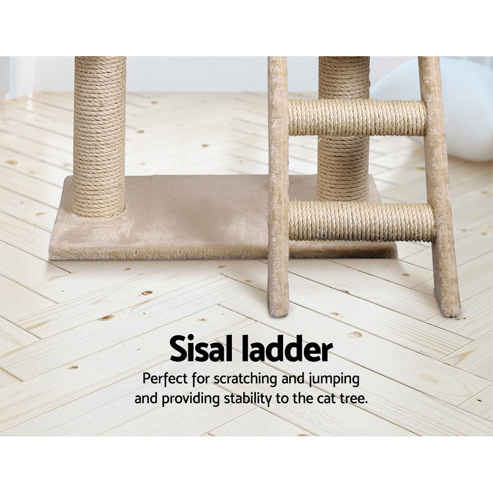 i.Pet Cat Tree 100cm Tower Scratching Post Scratcher Condo House Trees Bed Beige - Pet And Farm 