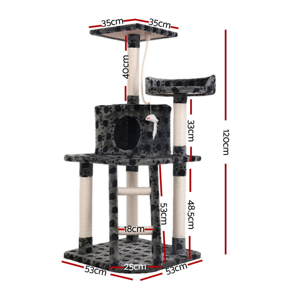 i.Pet Cat Tree 120cm Tower Scratching Post Scratcher Trees Bed Wood Condo Toys Bed - Pet And Farm 