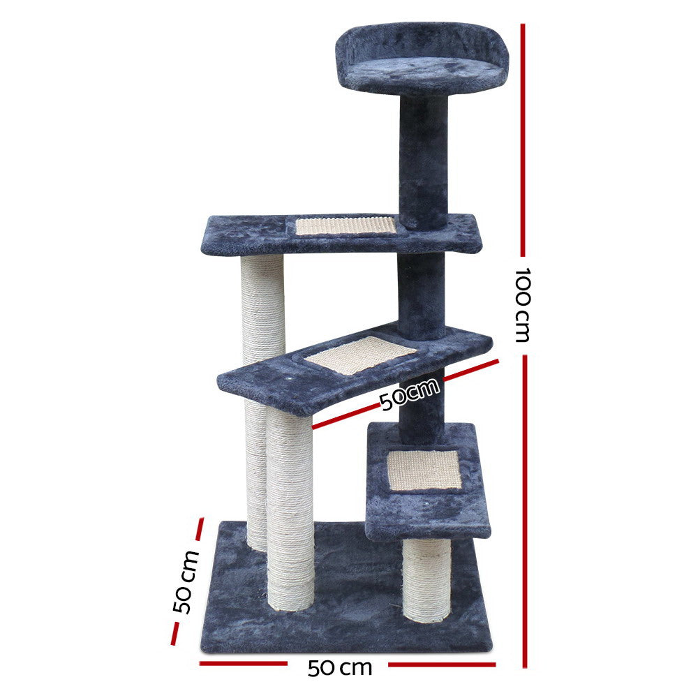 i.Pet Cat Tree 100cm Scratching Post Scratcher Tower Wood Condo House Trees Bed - Pet And Farm 