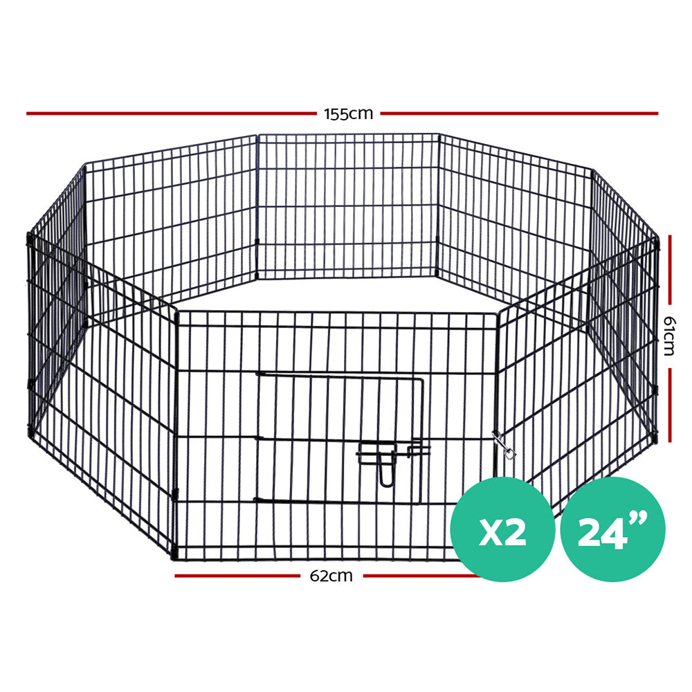 i.Pet 2X24" 8 Panel Pet Dog Playpen Puppy Exercise Cage Enclosure Fence Play Pen - Pet And Farm 