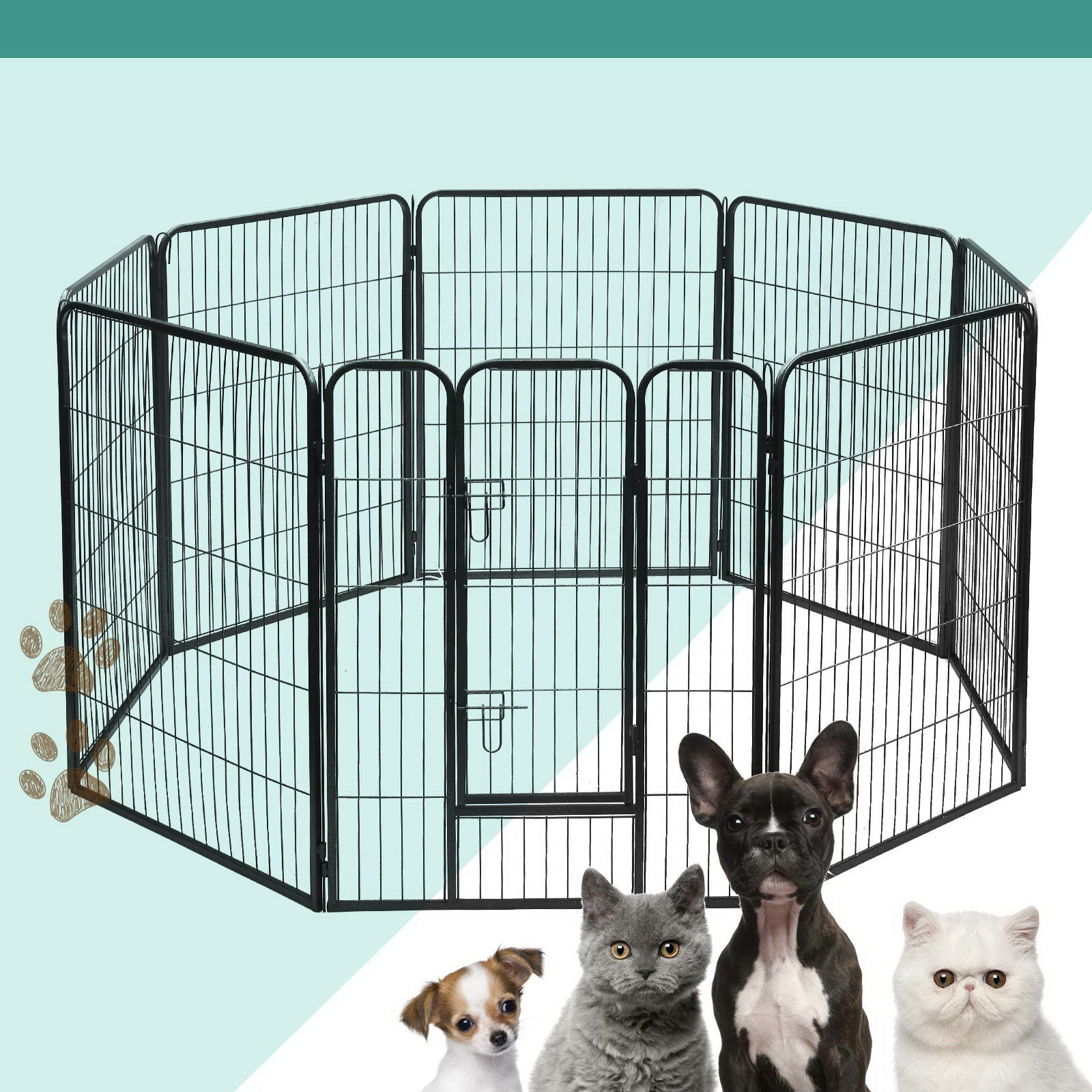 i.Pet 8 Panel Pet Dog Playpen Puppy Exercise Cage Enclosure Fence Play Pen 80x100cm - Pet And Farm 