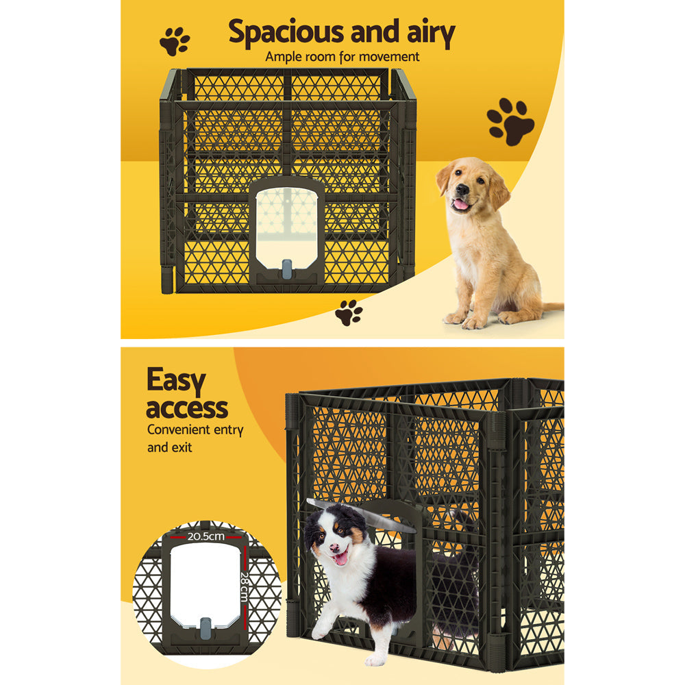 i.Pet Pet Dog Playpen Enclosure 4 Panel Fence Puppy Cage Plastic Play Pen Fold - Pet And Farm 