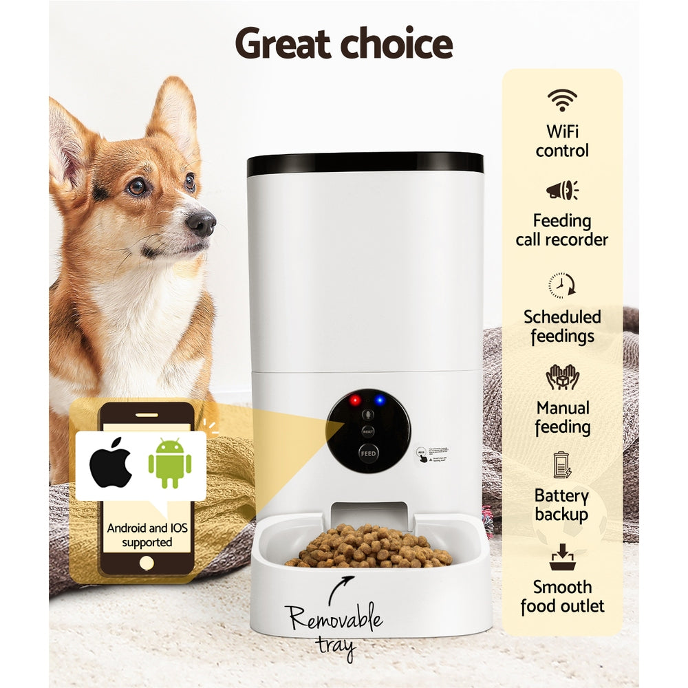 i.Pet Automatic Pet Feeder 6L Auto Wifi Dog Cat Feeder Smart Food App Control - Pet And Farm 