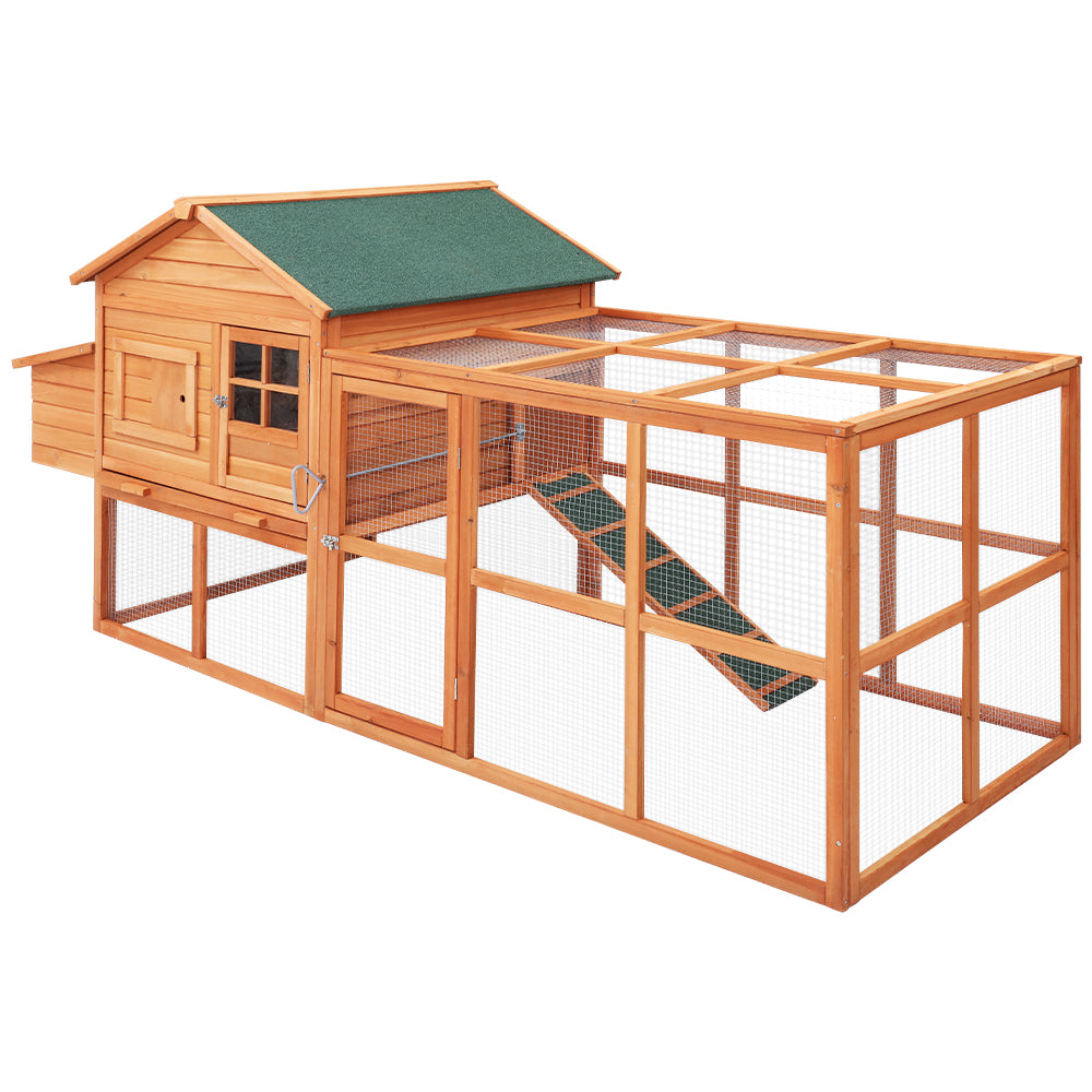 i.Pet Chicken Coop Coops Wooden Rabbit Hutch Hen Chook House Ferret Large Run XL - Pet And Farm 