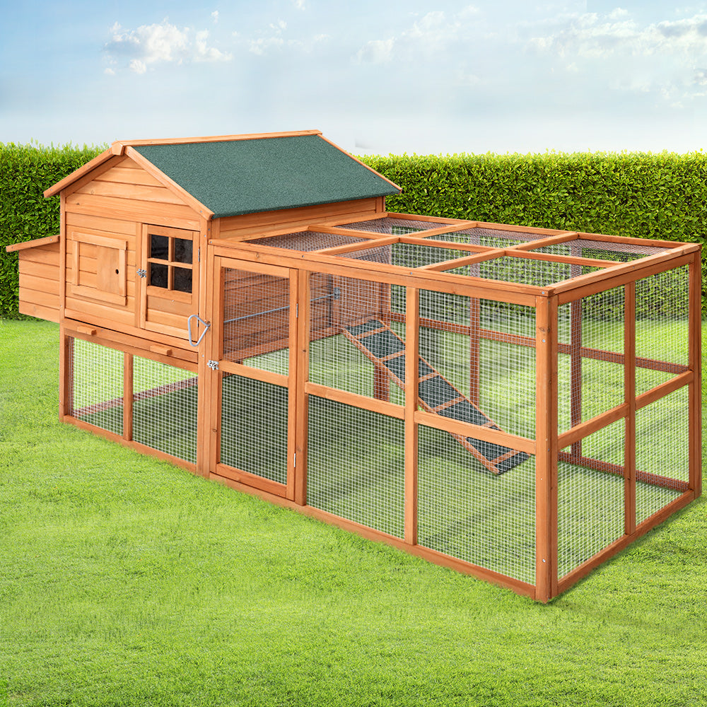 i.Pet Chicken Coop Coops Wooden Rabbit Hutch Hen Chook House Ferret Large Run XL - Pet And Farm 