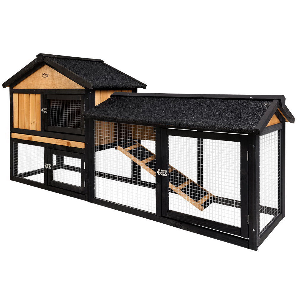 i.Pet Chicken Coop Rabbit Hutch Wooden Cage Pet Hutch 165cm x 52cm x 86cm - Pet And Farm 