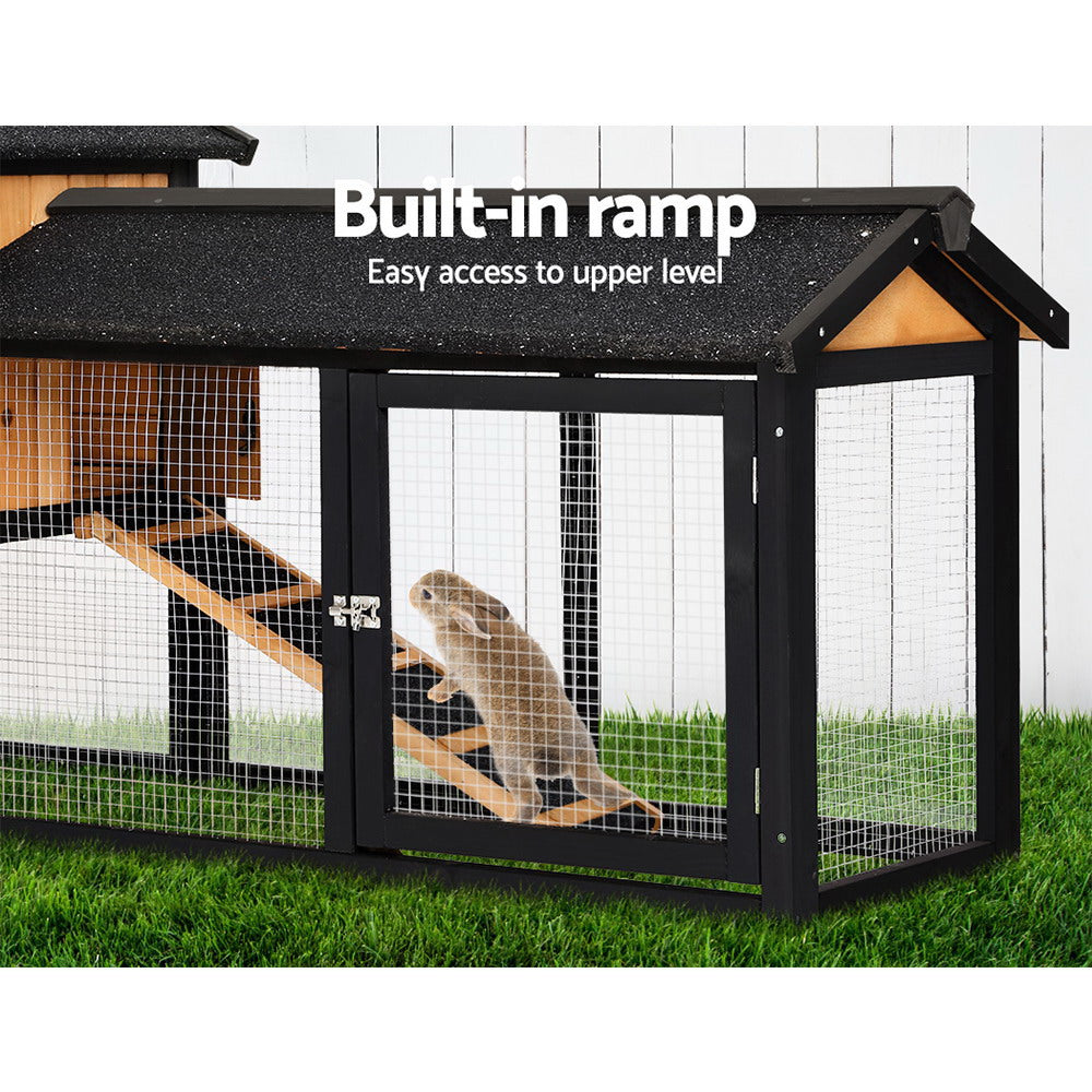 i.Pet Chicken Coop Rabbit Hutch Wooden Cage Pet Hutch 165cm x 52cm x 86cm - Pet And Farm 