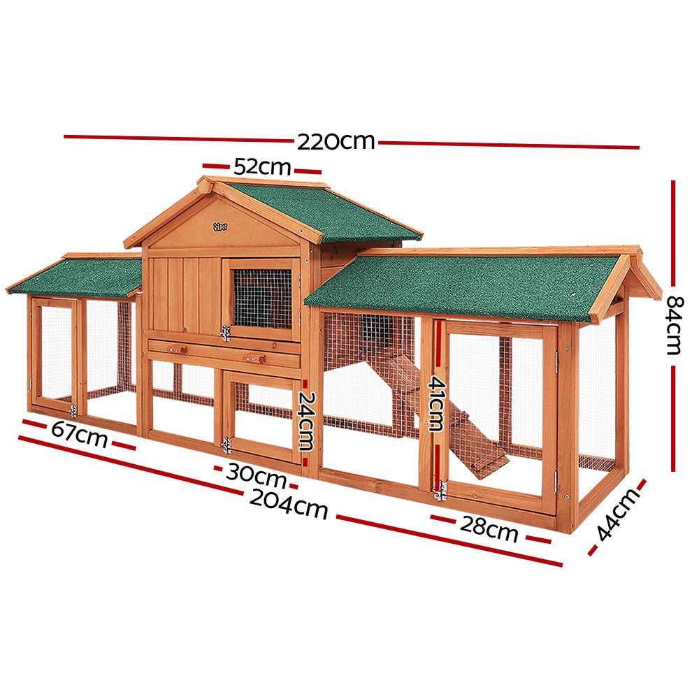 i.Pet Rabbit Hutch Hutches Large Metal Run Wooden Cage Chicken Coop Guinea Pig - Pet And Farm 