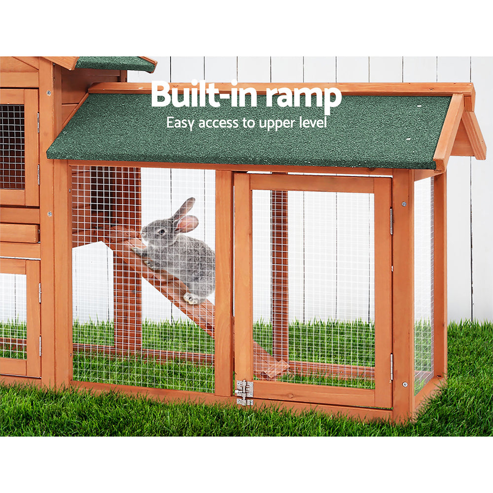 i.Pet Rabbit Hutch Hutches Large Metal Run Wooden Cage Chicken Coop Guinea Pig - Pet And Farm 