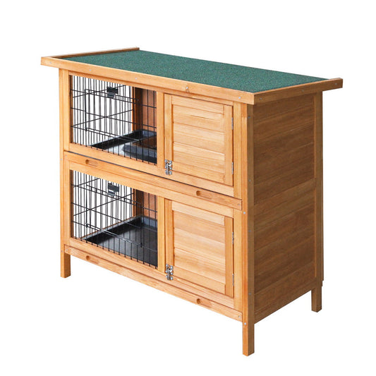 i.Pet Rabbit Hutch 91.5cm x 45cm x 82cm Chicken Coop Large Wooden House Run Cage Pet Bunny - Pet And Farm 