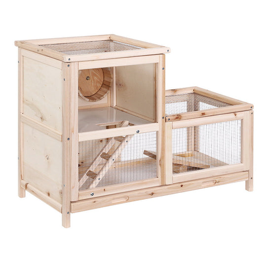 i.Pet Hamster Guinea Pig Ferrets Rodents Hutch Hutches Large Wooden Cage Running 80cm x 40cm x 60cm - Pet And Farm