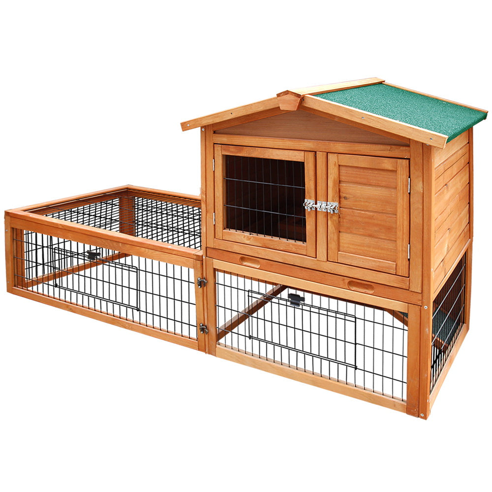 i.Pet Chicken Coop Rabbit Hutch 155cm x 49cm x 90cm Large Chicken Coop Wooden Run Cage House Outdoor - Pet And Farm 