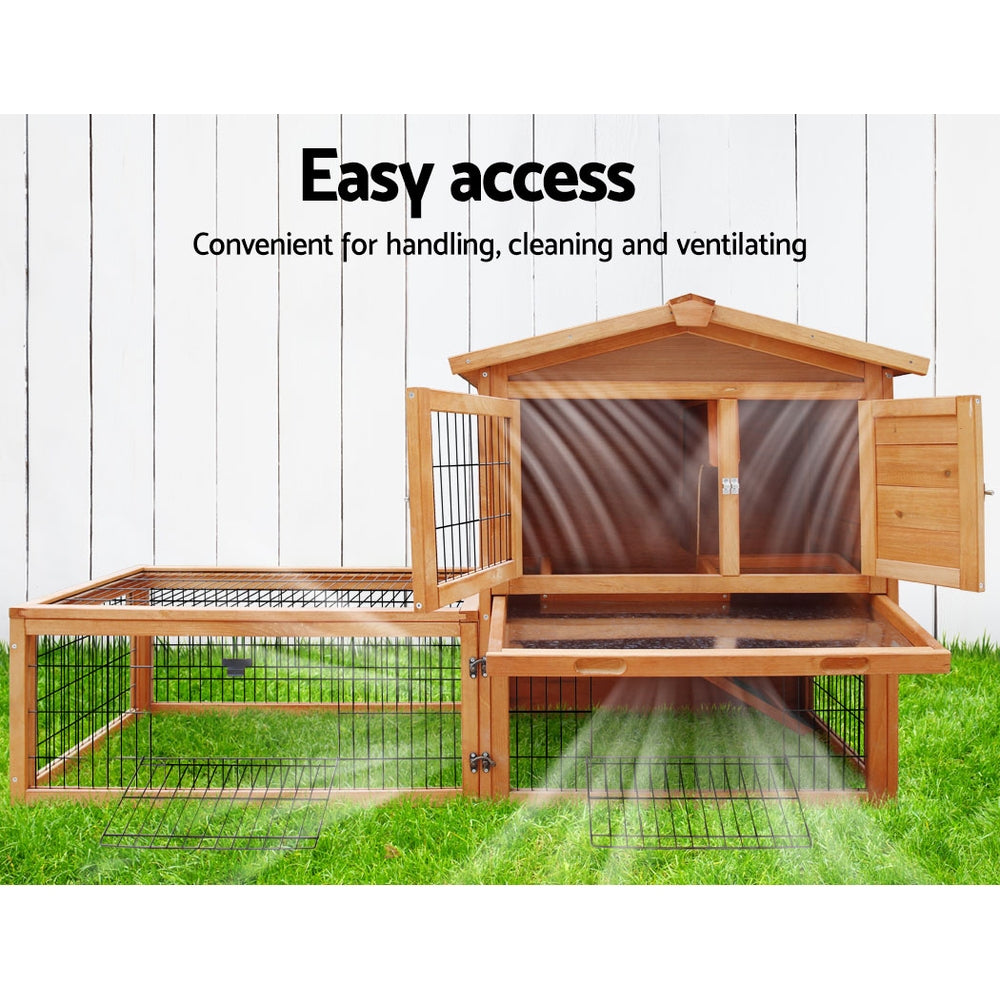 i.Pet Chicken Coop Rabbit Hutch 155cm x 49cm x 90cm Large Chicken Coop Wooden Run Cage House Outdoor - Pet And Farm 