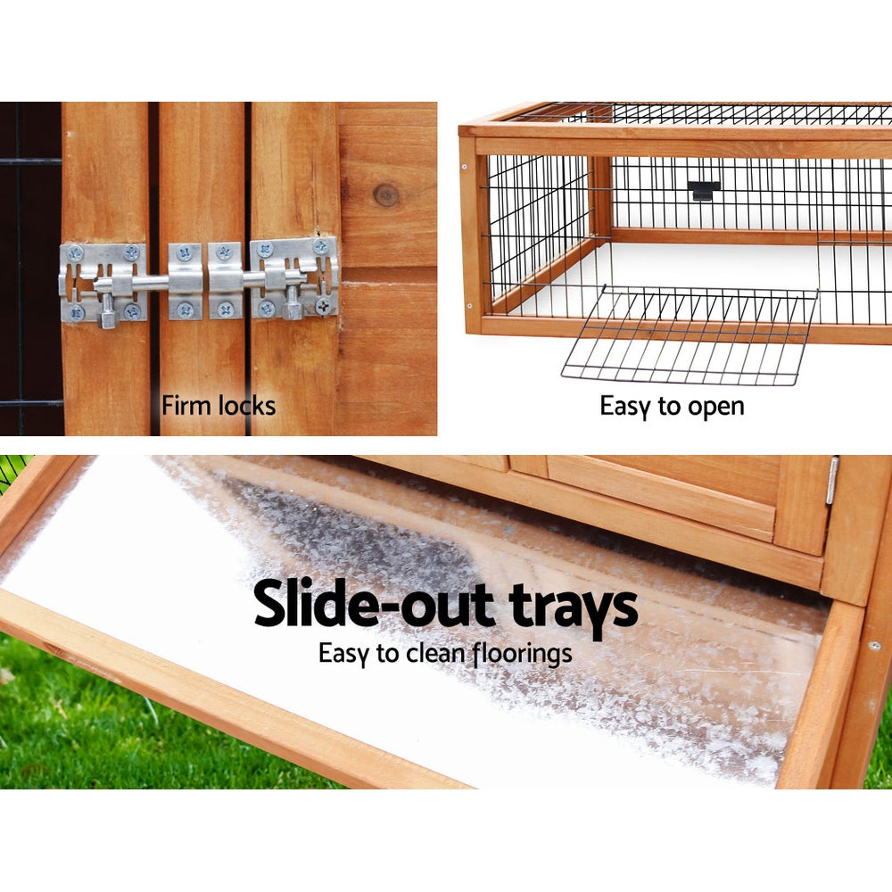 i.Pet Chicken Coop Rabbit Hutch 155cm x 49cm x 90cm Large Chicken Coop Wooden Run Cage House Outdoor - Pet And Farm 