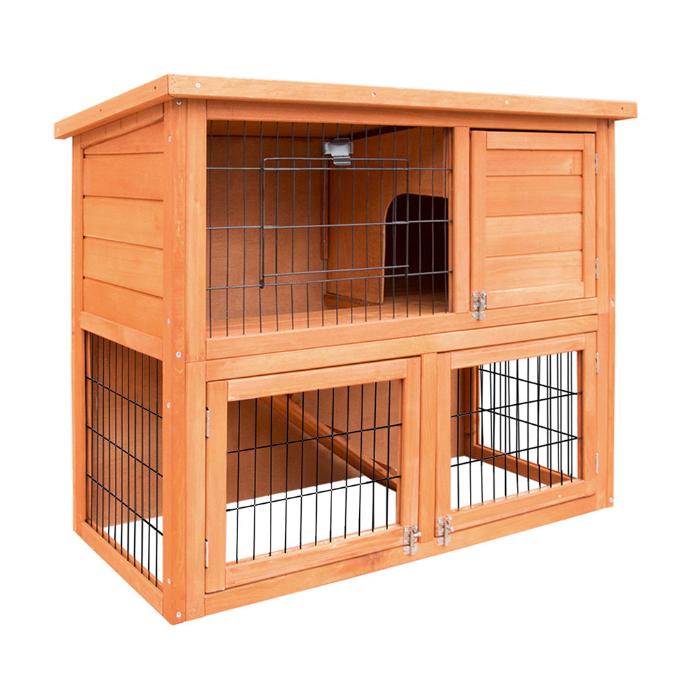 i.Pet Rabbit Hutch Hutches Large Metal Run Wooden Cage Chicken Coop Guinea Pig - Pet And Farm 