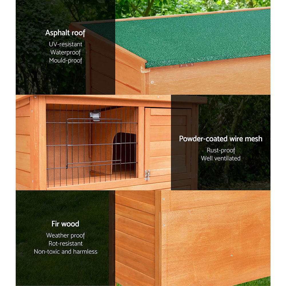 i.Pet Rabbit Hutch Hutches Large Metal Run Wooden Cage Chicken Coop Guinea Pig - Pet And Farm 