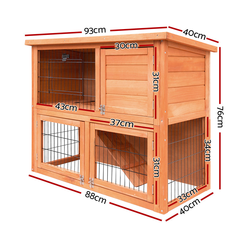 i.Pet Chicken Coop Rabbit Hutch 88cm x 40cm x 76cm Large Chicken Coop House Run Wooden Cage Outdoor - Pet And Farm 