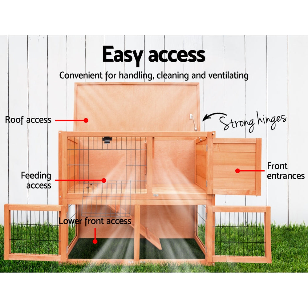 i.Pet Chicken Coop Rabbit Hutch 88cm x 40cm x 76cm Large Chicken Coop House Run Wooden Cage Outdoor - Pet And Farm 