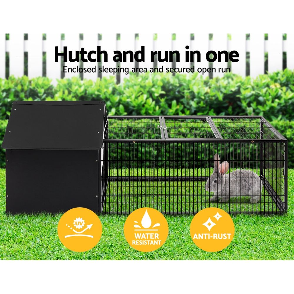 i.Pet Rabbit Cage Hutch 162x60cm Enclosure Metal - Pet And Farm 