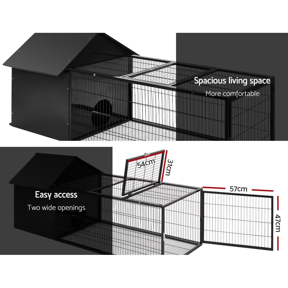 i.Pet Rabbit Cage Hutch 162x60cm Enclosure Metal - Pet And Farm 