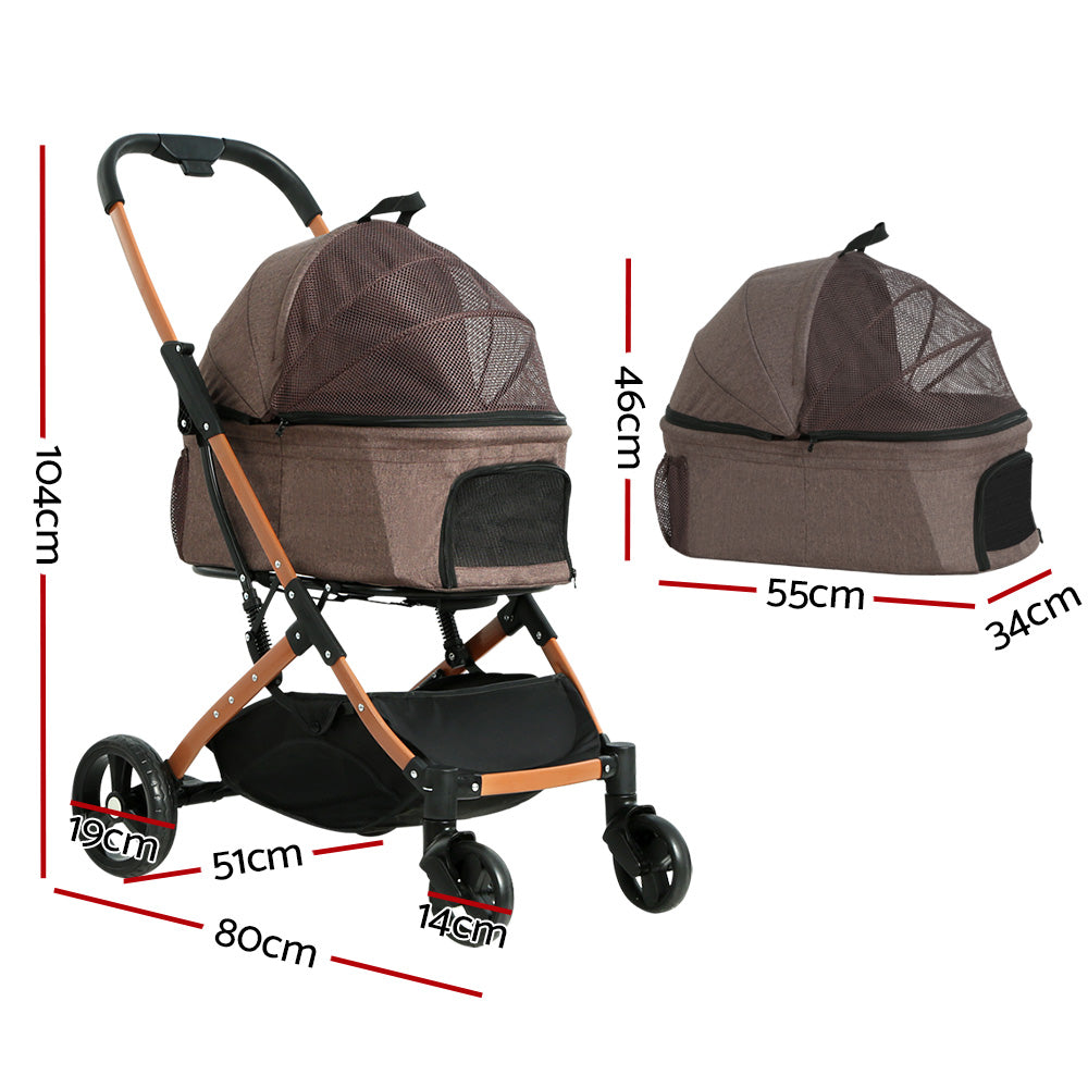 i.Pet Pet Stroller Dog Pram Large Cat Carrier Travel Pushchair Foldable 4 Wheels - Pet And Farm 