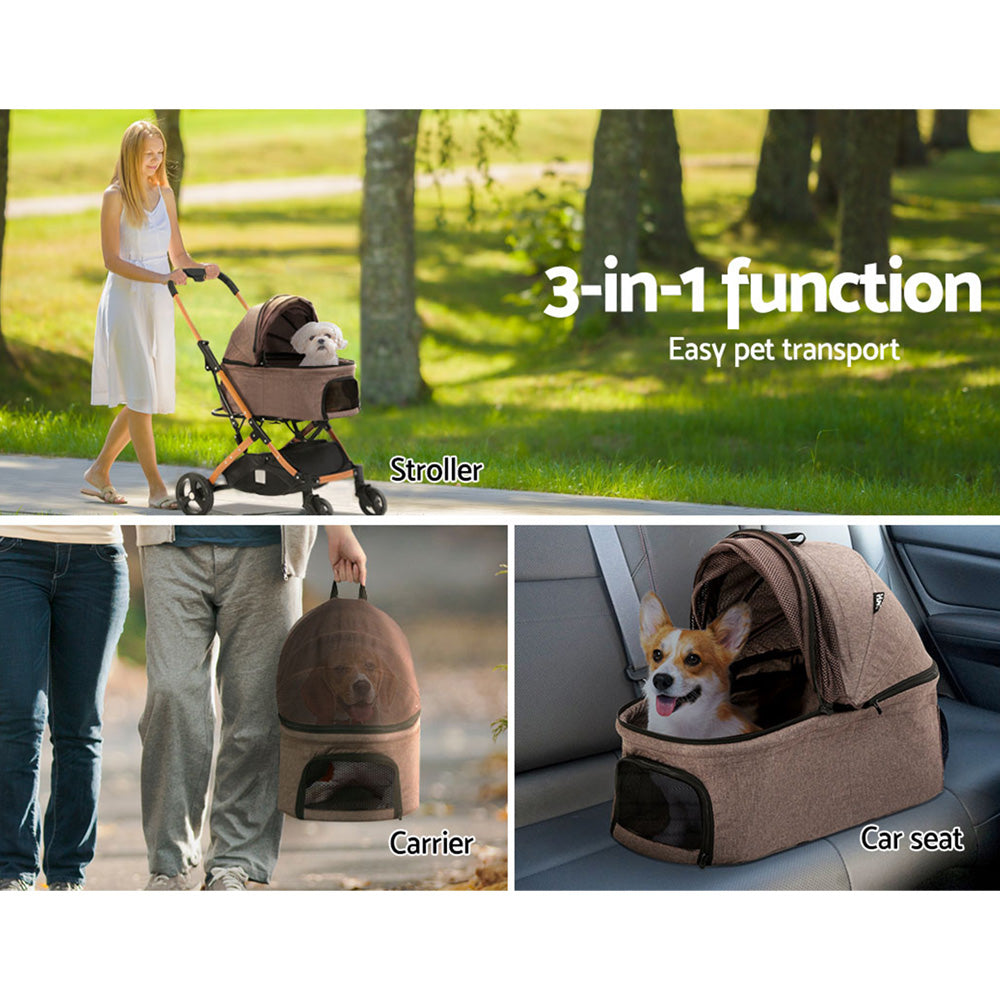 i.Pet Pet Stroller Dog Pram Large Cat Carrier Travel Pushchair Foldable 4 Wheels - Pet And Farm 