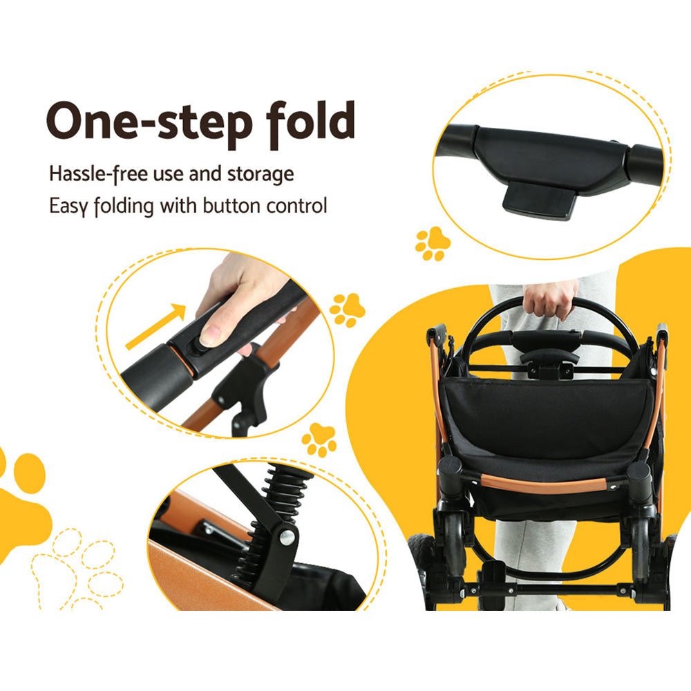 i.Pet Pet Stroller Dog Pram Large Cat Carrier Travel Pushchair Foldable 4 Wheels - Pet And Farm 