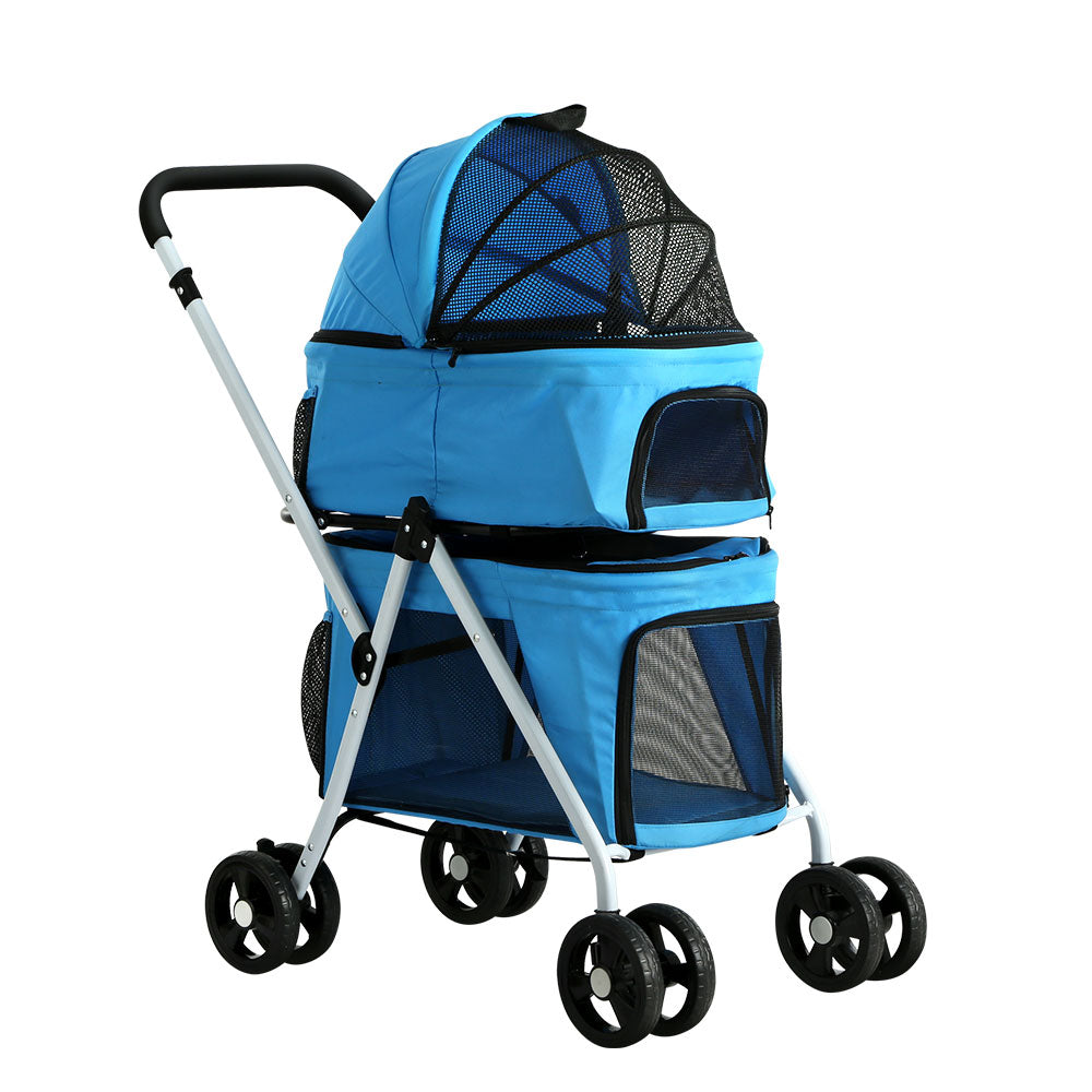 i.Pet Pet Stroller Dog Pram Large Cat Carrier Travel Foldable 4 Wheels Double - Pet And Farm 