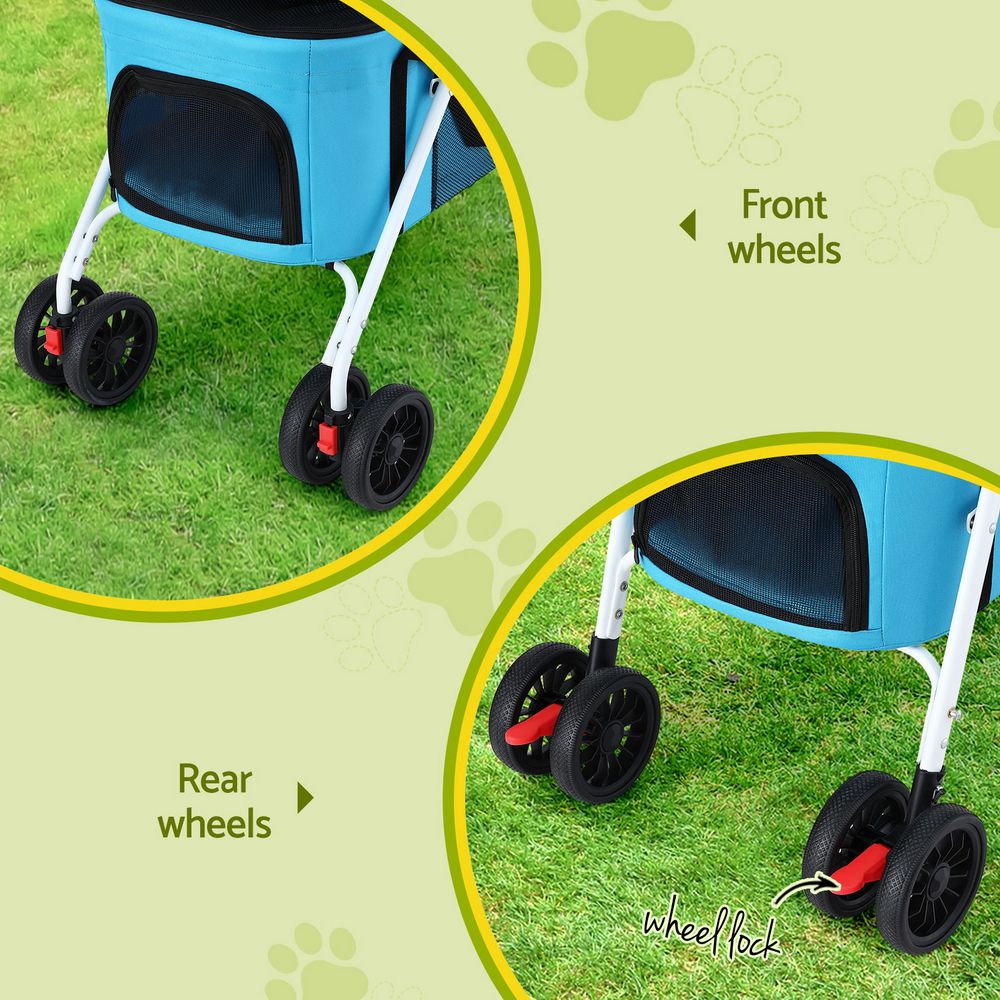 i.Pet Pet Stroller Dog Pram Large Cat Carrier Travel Pushchair Foldable 4 Wheels