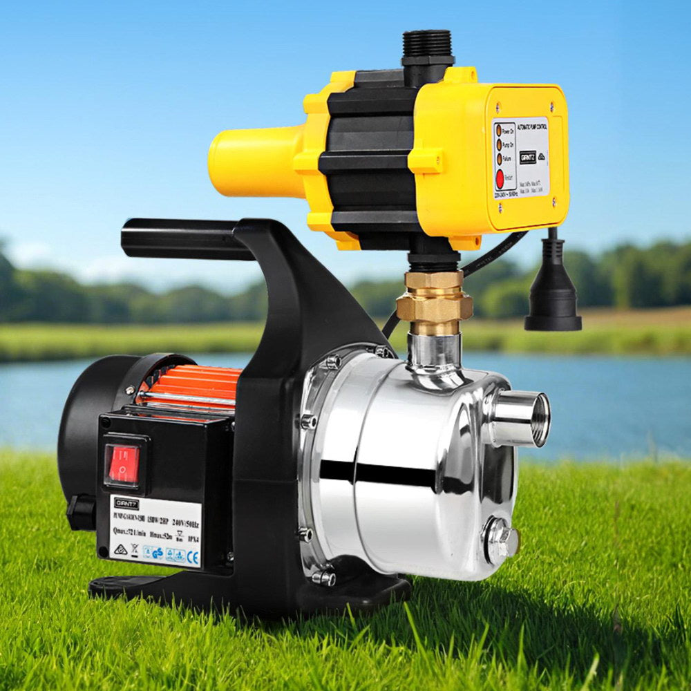 Giantz Garden Water Pump High Pressure 1500W Tank Rain Farm Irrigation House Yellow - Pet And Farm 