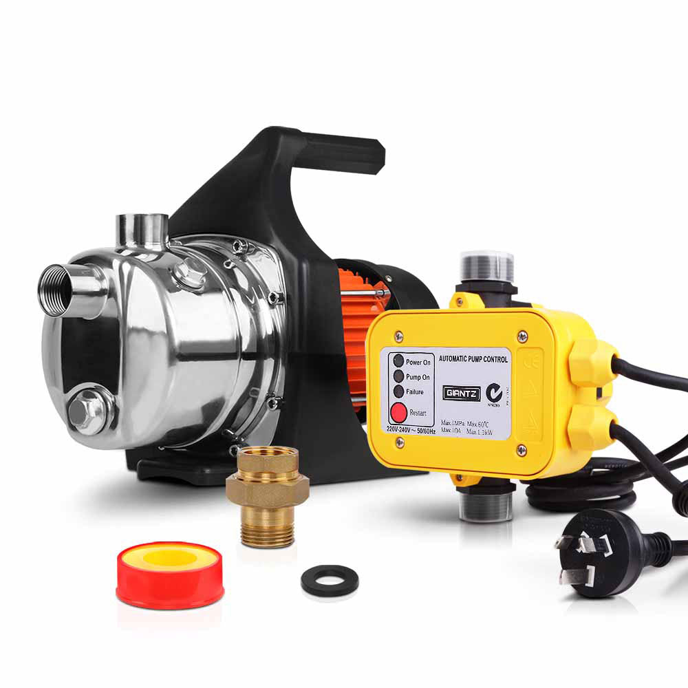 Giantz Garden Water Pump High Pressure 1500W Tank Rain Farm Irrigation House Yellow - Pet And Farm 