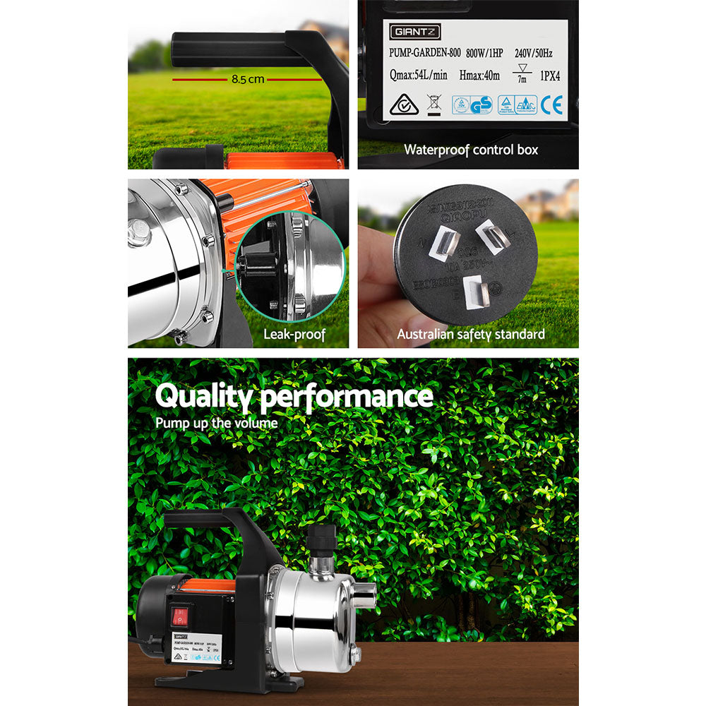 Giantz Garden Water Pump High Pressure 800W Tank Rain Farm Irrigation House - Pet And Farm 