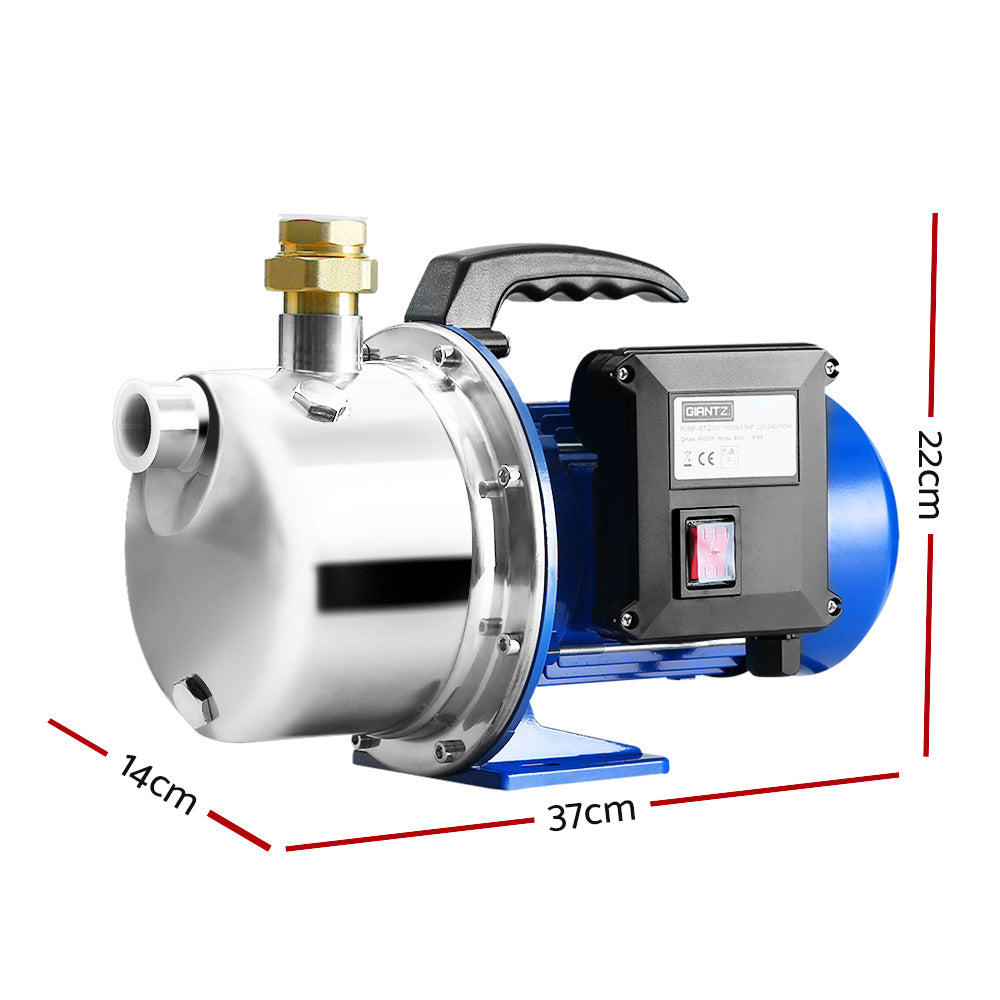 Giantz Garden Water Jet Pump High Pressure 1100W Tank Rain Farm Irrigation House - Pet And Farm 