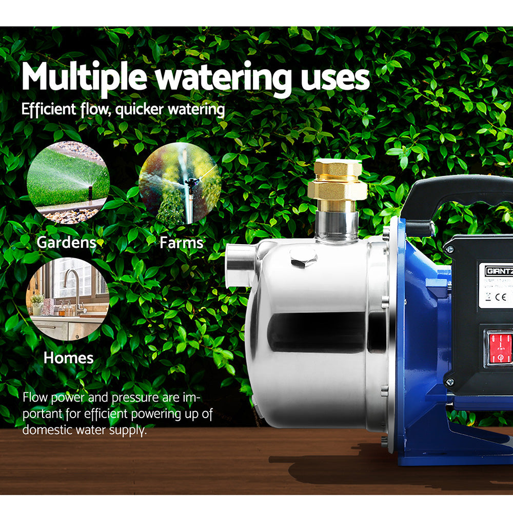 Giantz Garden Water Jet Pump High Pressure 1100W Tank Rain Farm Irrigation House - Pet And Farm 