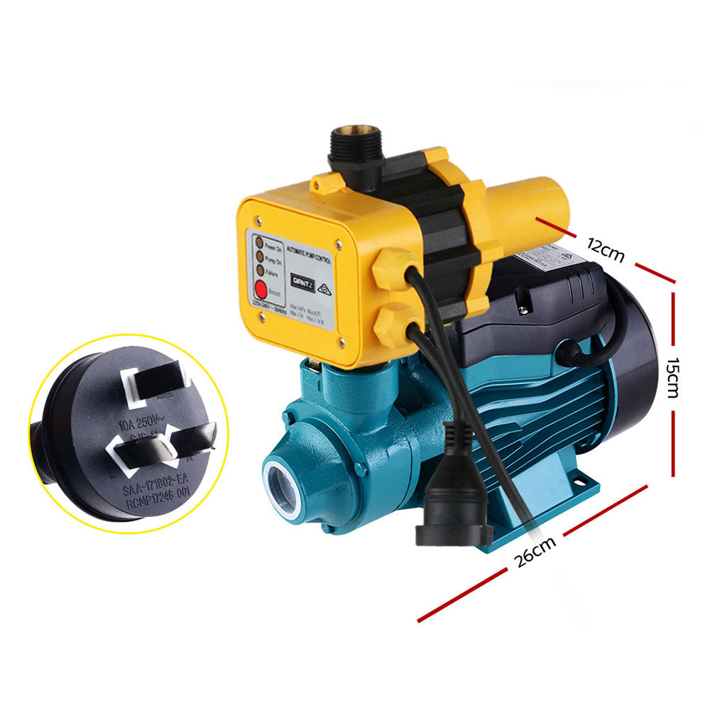 Giantz Peripheral Water Pump Garden Boiler Car Wash Electric Irrigation QB60 Yellow - Pet And Farm 
