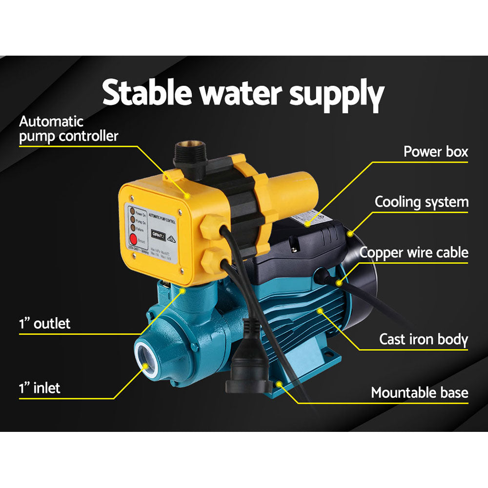 Giantz Peripheral Water Pump Garden Boiler Car Wash Electric Irrigation QB60 Yellow - Pet And Farm 
