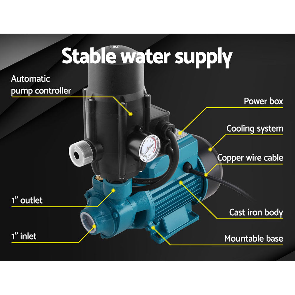 Giantz Auto Peripheral Pump Clean Water Garden Farm Rain Tank Irrigation QB60 - Pet And Farm 