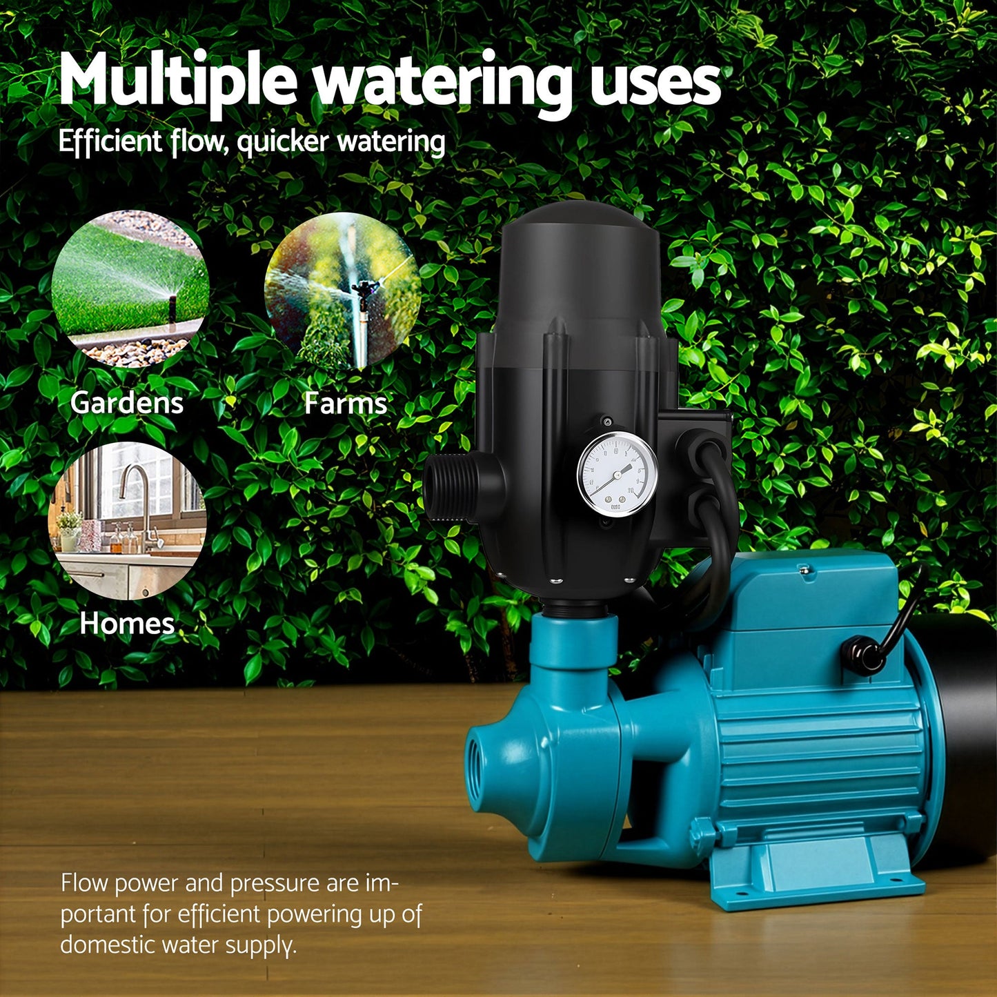 Giantz Peripheral Water Pump Garden Boiler Car Wash Auto Irrigation QB80 Black - Pet And Farm 