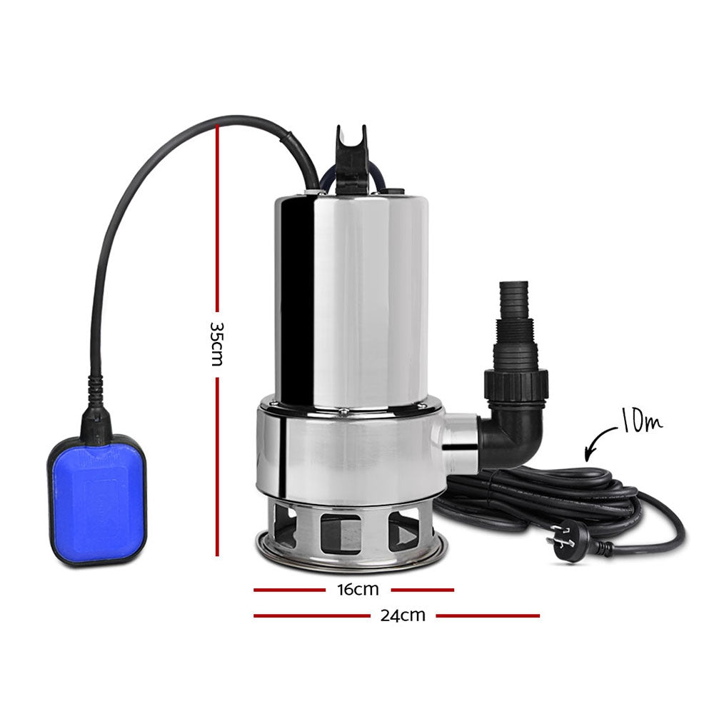 Giantz 1800W Max. Submersible Dirty Water Pump Bore Tank Well Steel Automatic Clean - Pet And Farm 