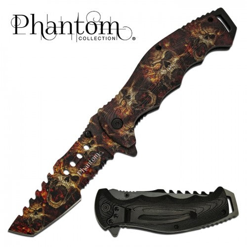 Phantom Collection – Flame Skulls Folding Knife - Pet And Farm 