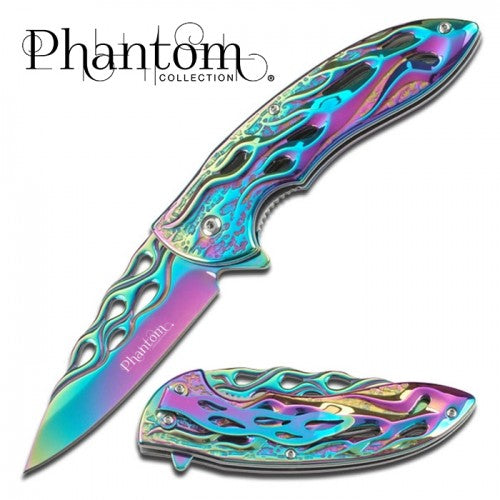 Phantom Collection – Rainbow Flames Folding Knife