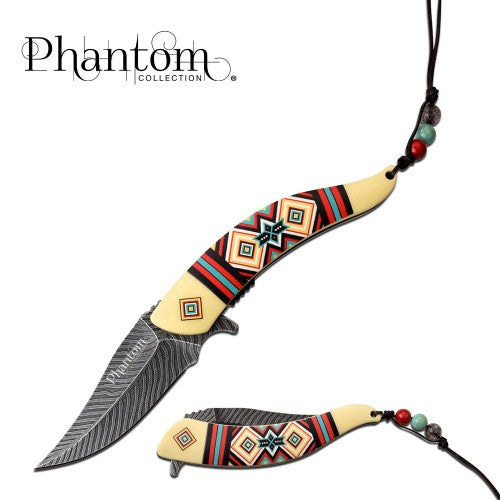 Native American Feather Folding Knife