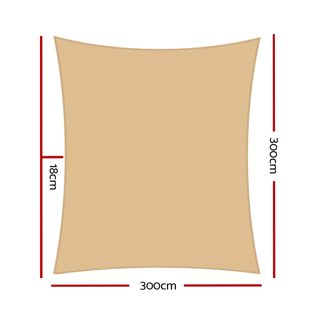 Instahut 280gsm 3x3m Sun Shade Sail Canopy Rectangle - Pet And Farm 