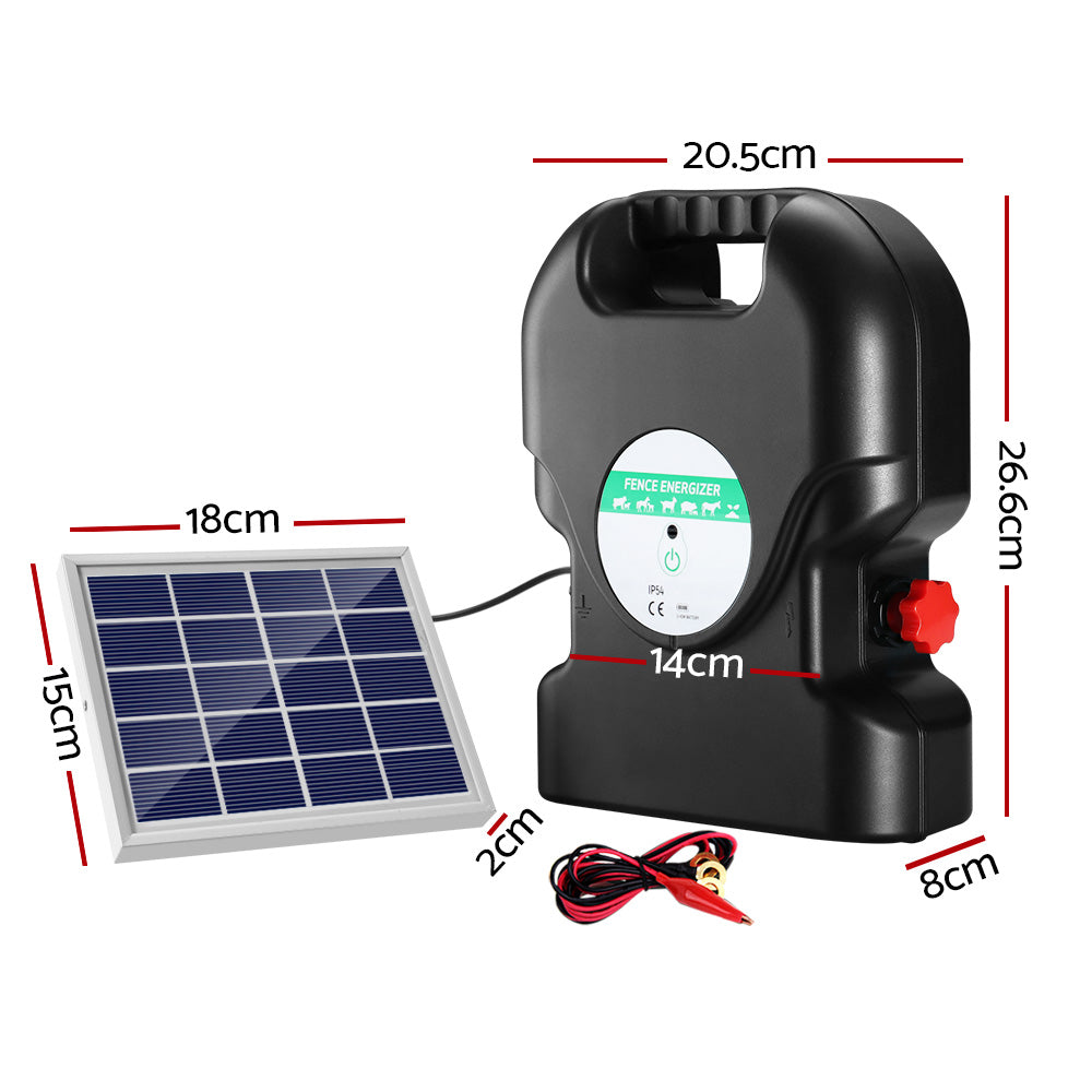 Giantz 20km Electric Fence Energiser Solar Energizer Charger Farm Animal 1.2J - Pet And Farm 