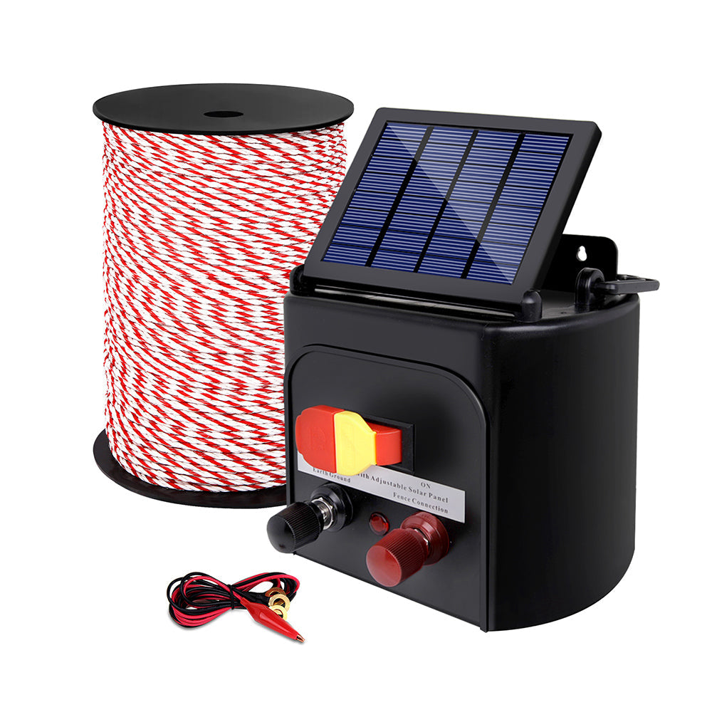 Giantz Electric Fence Energiser 3km Solar Powered Energizer Charger + 500m Tape - Pet And Farm 