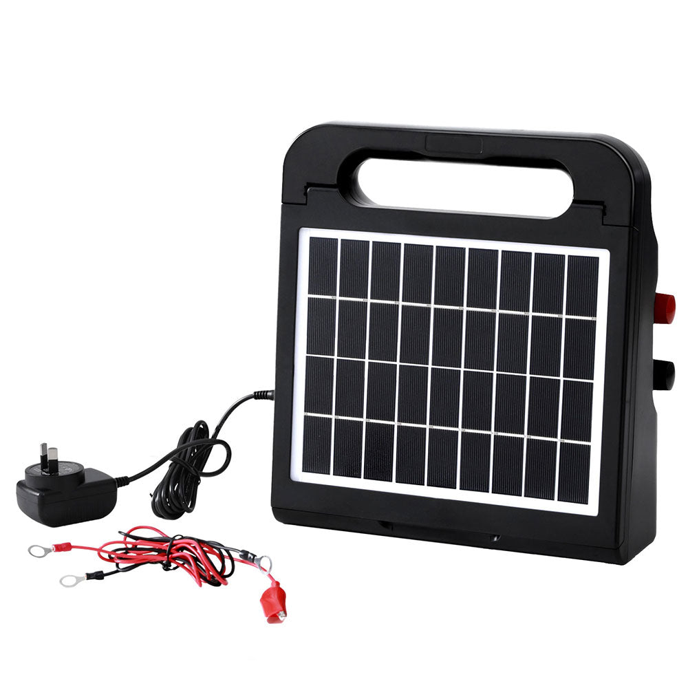 Giantz 10km Electric Fence Energiser Solar Energizer Charger Farm Animal 0.3J - Pet And Farm 